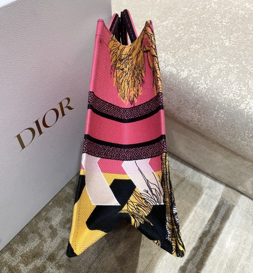 1:1 Replica Christian Dior Large Dior Book Tote Multicolor Toile de Jouy Zoom Pop Embroidery, Fuchsia Pink, For Women Women’s Handbags, 41cm CD M1286ZROH_M929