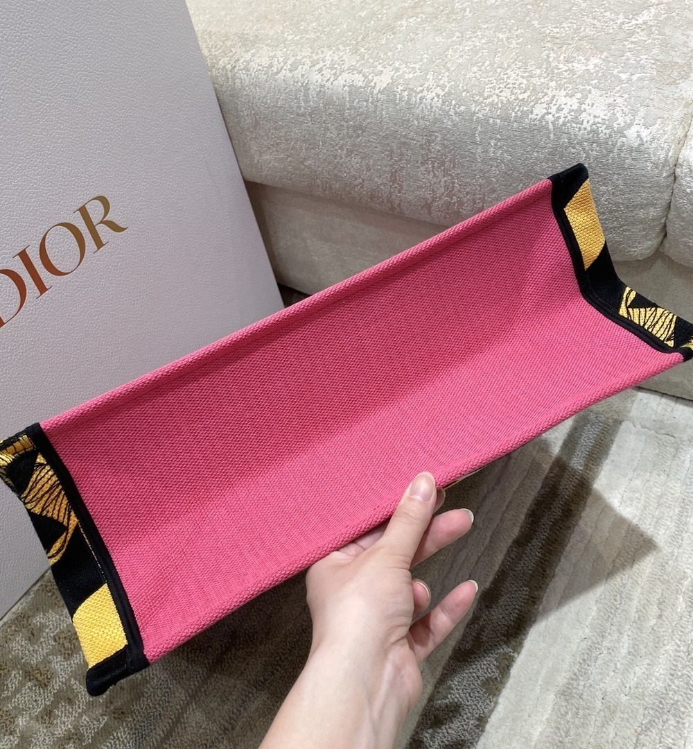 1:1 Replica Christian Dior Large Dior Book Tote Multicolor Toile de Jouy Zoom Pop Embroidery, Fuchsia Pink, For Women Women’s Handbags, 41cm CD M1286ZROH_M929