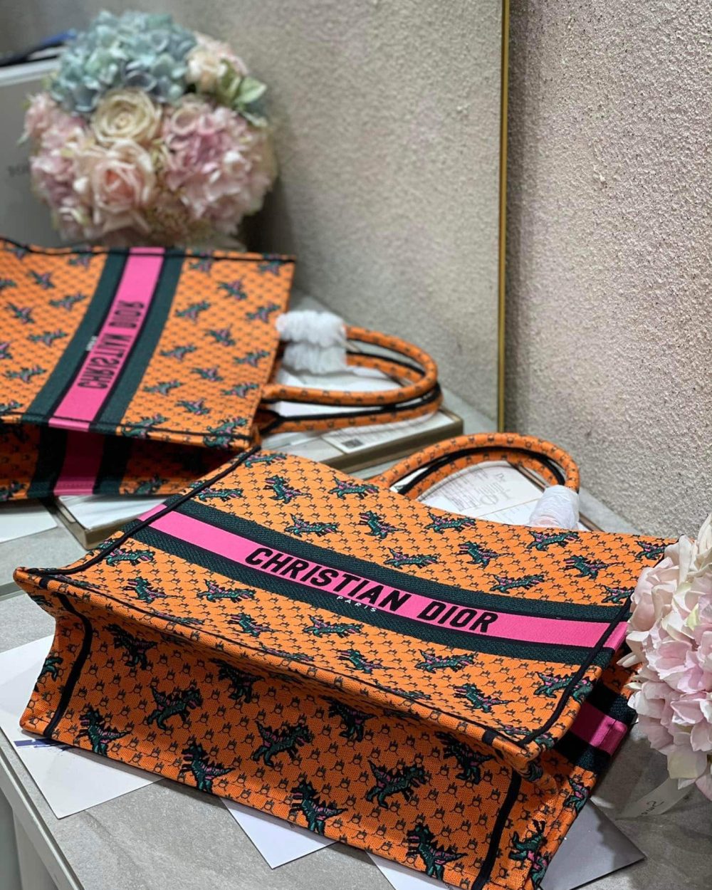 1:1 Replica Christian Dior Large Dior Book Tote Orange Multicolor, For Women, Women’s Handbags 16.5in/42cm CD