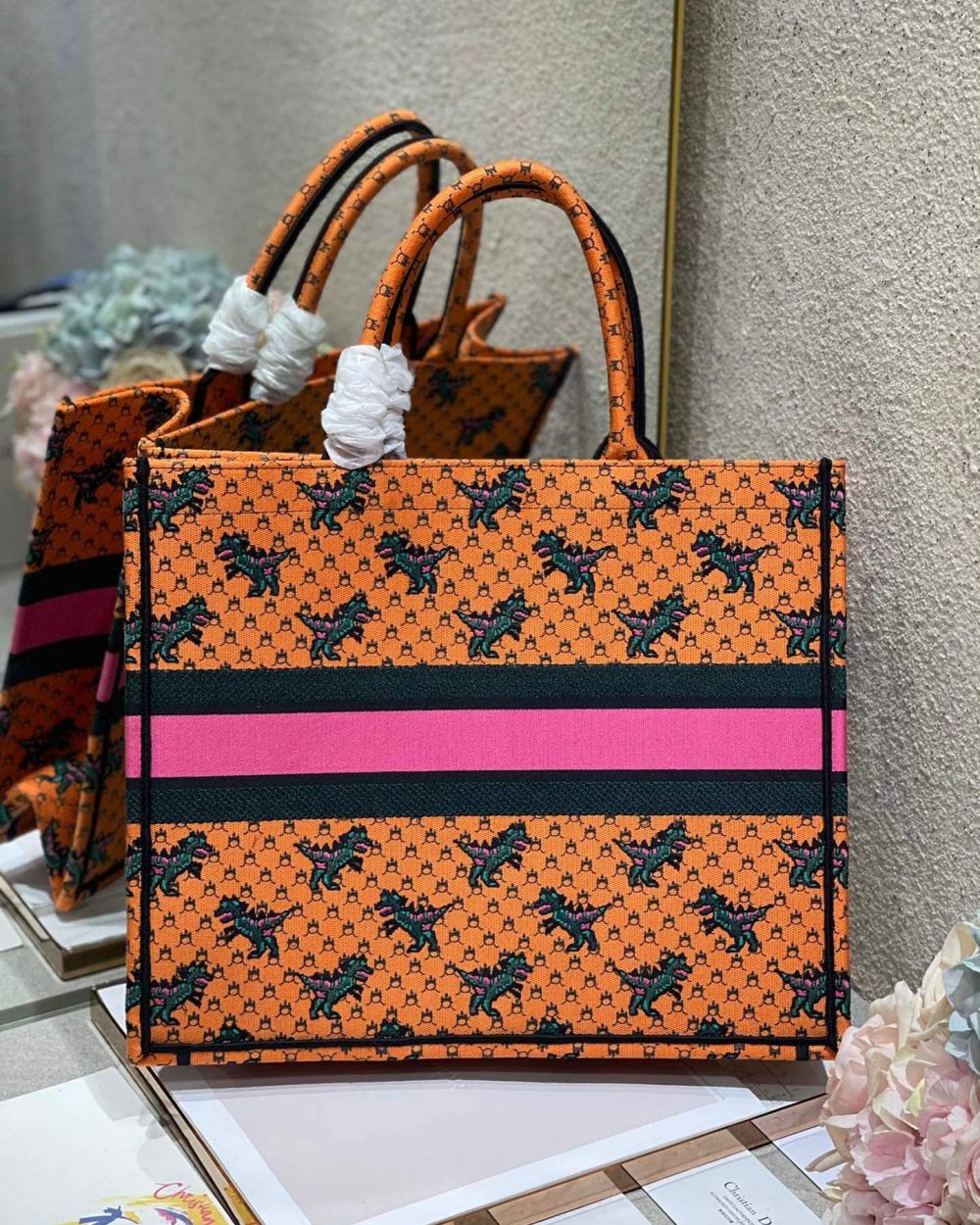 1:1 Replica Christian Dior Large Dior Book Tote Orange Multicolor, For Women, Women’s Handbags 16.5in/42cm CD