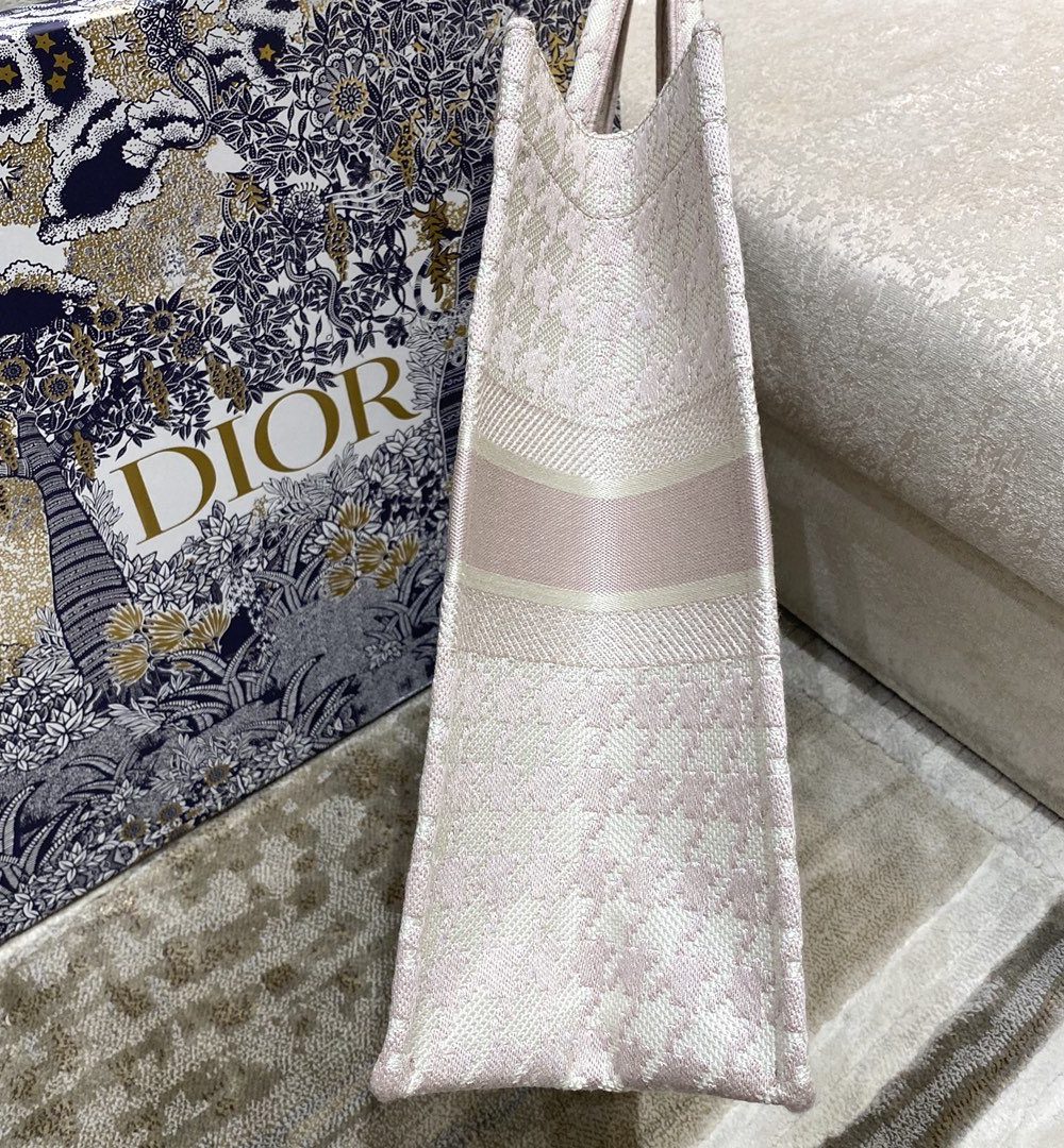 1:1 Replica Christian Dior Large Dior Book Tote Pale Pink Houndstooth Embroidery, Pink, For Women Women’s Handbags, Shoulder Bags, 42cm CD