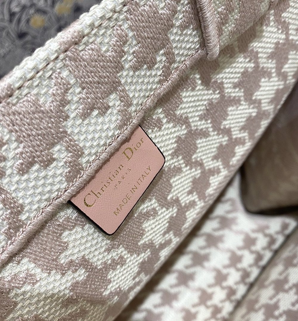 1:1 Replica Christian Dior Large Dior Book Tote Pale Pink Houndstooth Embroidery, Pink, For Women Women’s Handbags, Shoulder Bags, 42cm CD