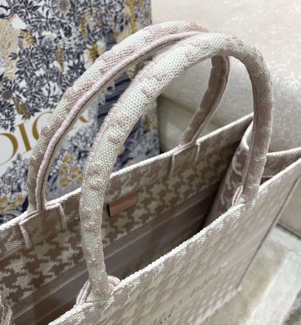 1:1 Replica Christian Dior Large Dior Book Tote Pale Pink Houndstooth Embroidery, Pink, For Women Women’s Handbags, Shoulder Bags, 42cm CD