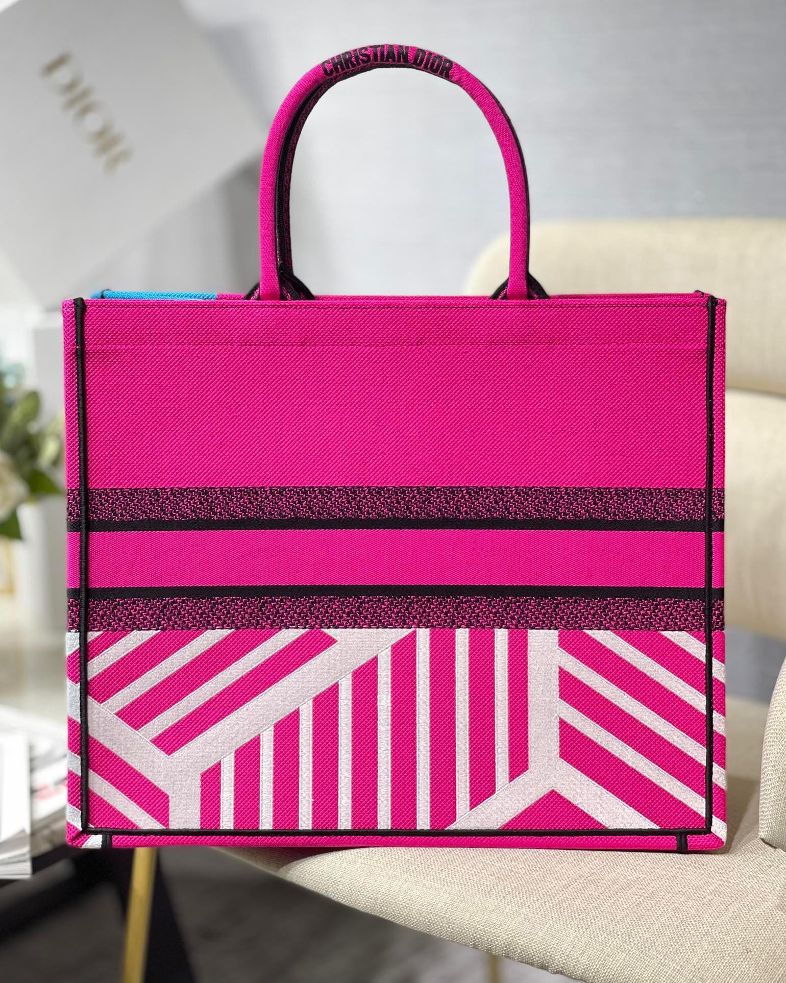 1:1 Replica Christian Dior Large Dior Book Tote Pink And Blue, For Women, Women’s Handbags 16.5in/42cm CD - Image 4