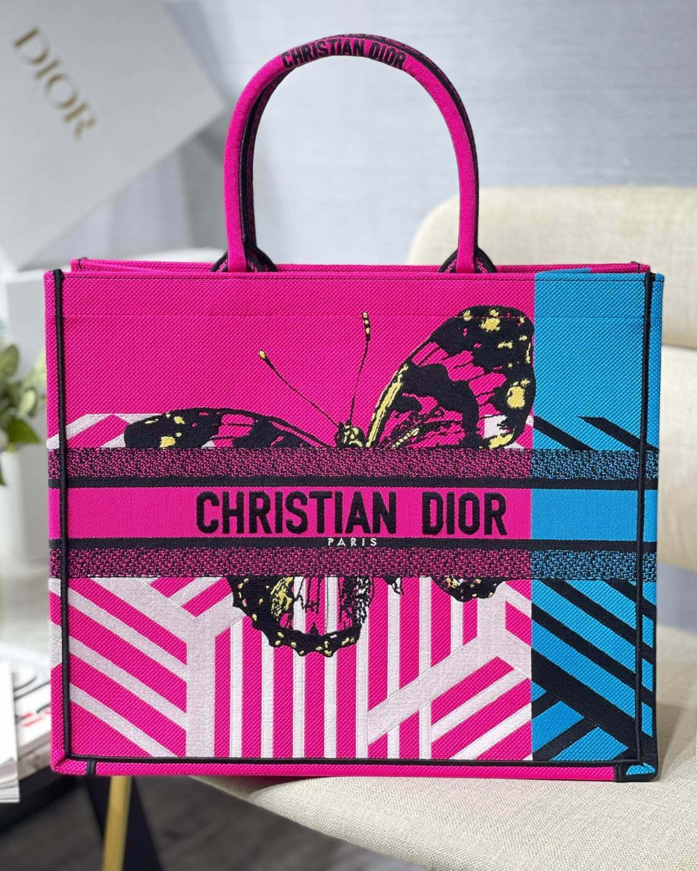 1:1 Replica Christian Dior Large Dior Book Tote Pink And Blue, For Women, Women’s Handbags 16.5in/42cm CD