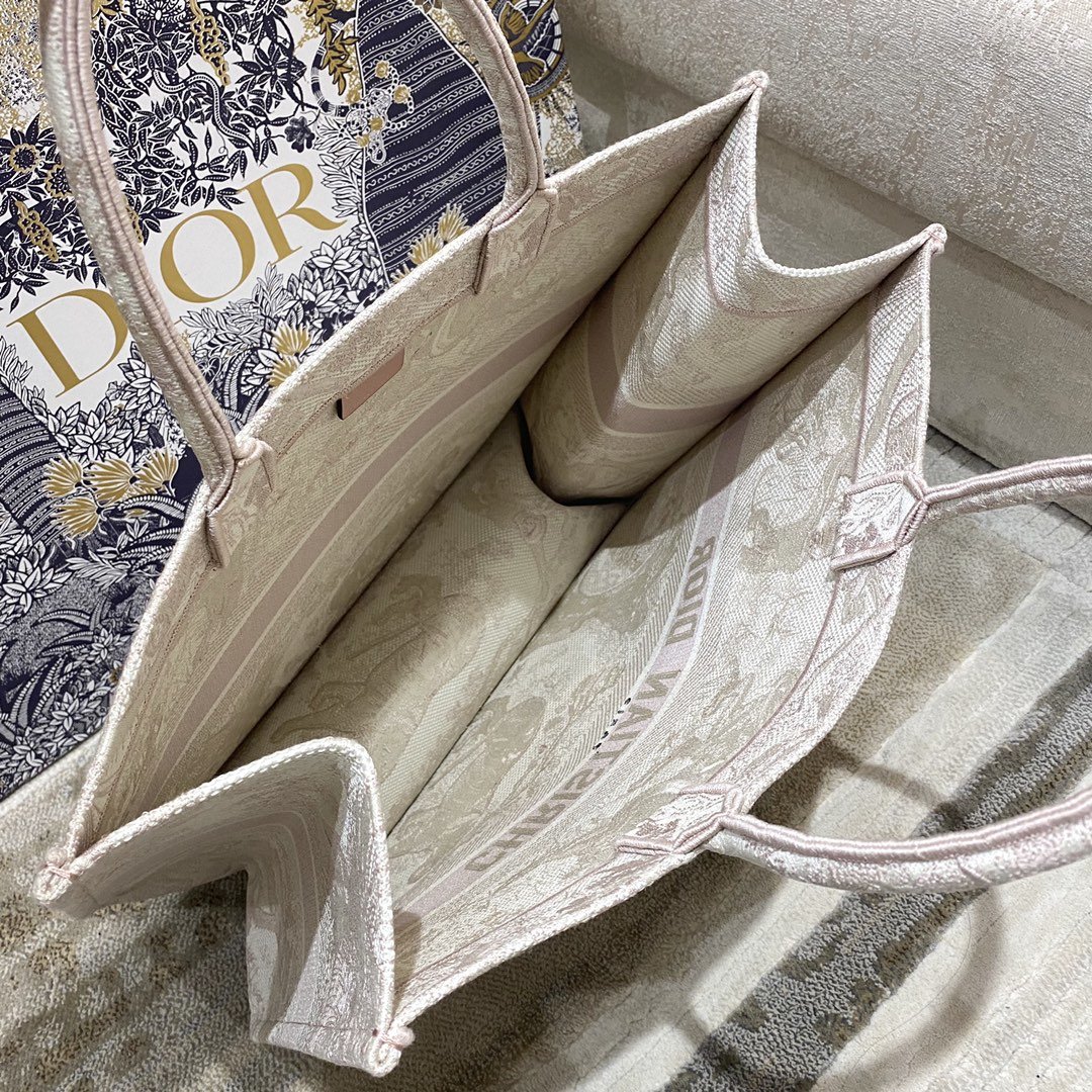 1:1 Replica Christian Dior Large Dior Book Tote Pink Toile de Jouy Embroidery, Light Pink, For Women Women’s Handbags, 42cm CD M1286ZTDT_M956 - Image 2