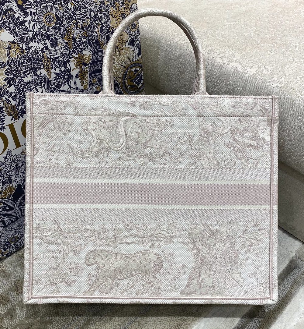 1:1 Replica Christian Dior Large Dior Book Tote Pink Toile de Jouy Embroidery, Light Pink, For Women Women’s Handbags, 42cm CD M1286ZTDT_M956