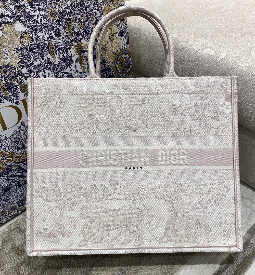 1:1 Replica Christian Dior Large Dior Book Tote Pink Toile de Jouy Embroidery, Light Pink, For Women Women’s Handbags, 42cm CD M1286ZTDT_M956