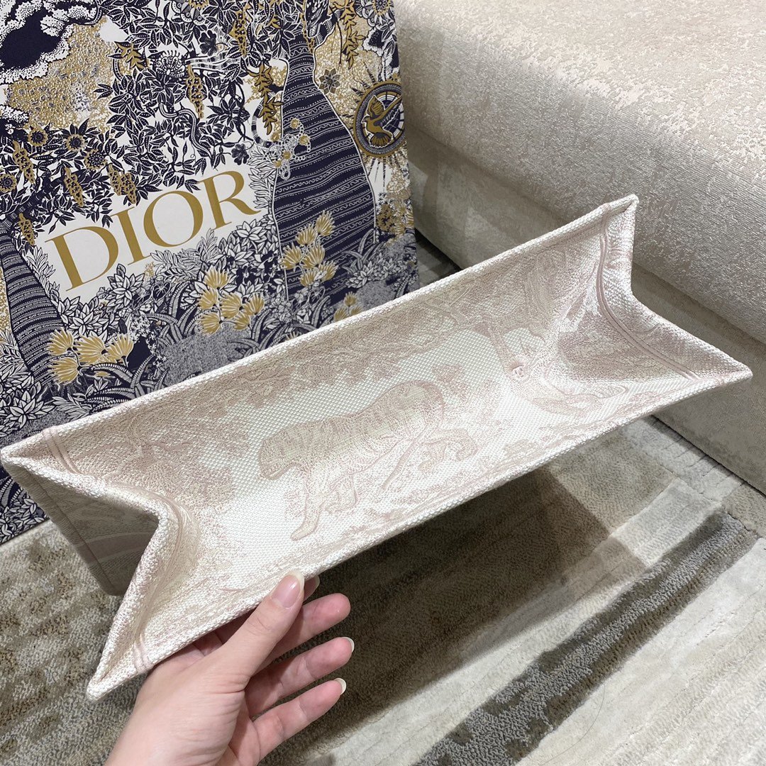 1:1 Replica Christian Dior Large Dior Book Tote Pink Toile de Jouy Embroidery, Light Pink, For Women Women’s Handbags, 42cm CD M1286ZTDT_M956 - Image 3