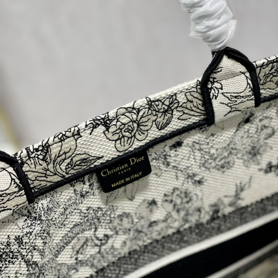 1:1 Replica Christian Dior Large Dior Book Tote Toile de Jouy Flowers Embroidery, Black/Beige, For Women Women’s Handbags, Shoulder Bags, 42cm CD M1286ZTQW_M808 - Image 2