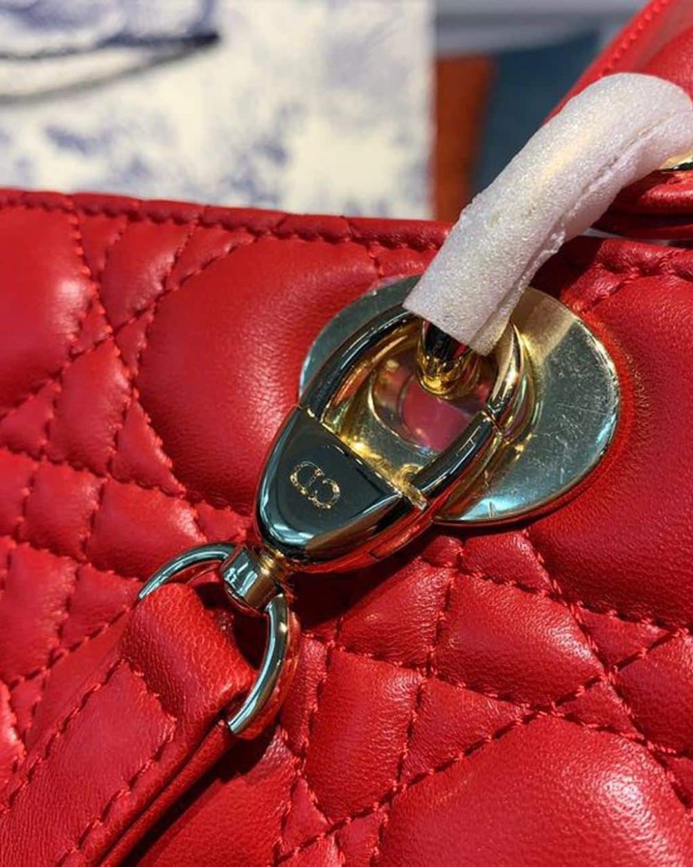 1:1 Replica Christian Dior Large Lady Dior Bag Gold Toned Hardware Cherry Red Cannage For Women CD 12.5in/32cm M0566ONGE_M52R