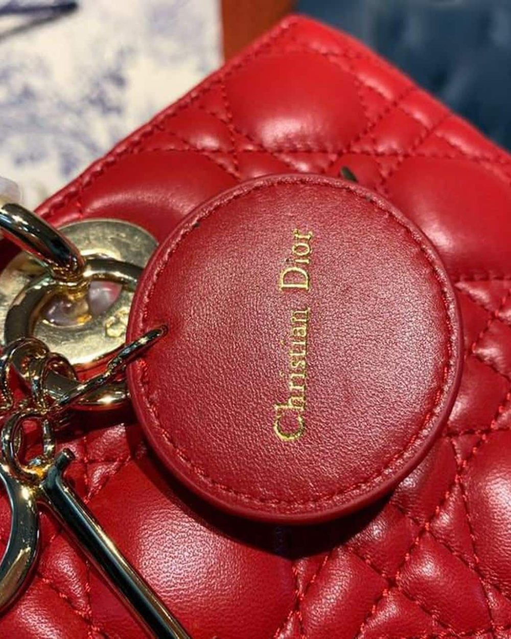 1:1 Replica Christian Dior Large Lady Dior Bag Gold Toned Hardware Cherry Red Cannage For Women CD 12.5in/32cm M0566ONGE_M52R
