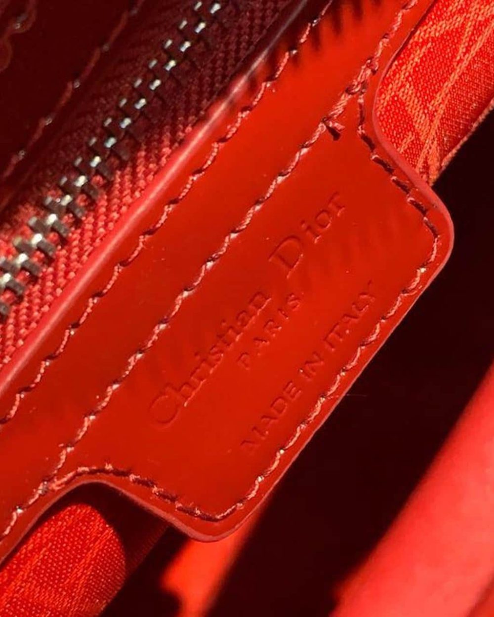 1:1 Replica Christian Dior Large Lady Dior Bag Silver Hardware Cherry Red Patent For Women 12.5in/32cm CD