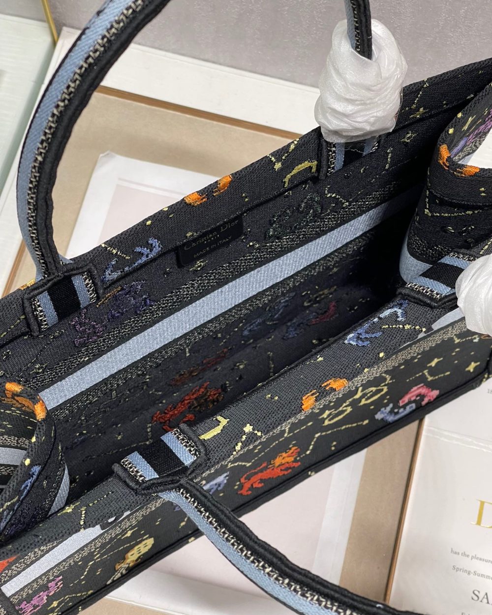 1:1 Replica Christian Dior Medium Dior Book Tote Black Multicolor, For Women, Women’s Handbags 14in/36cm CD M1296ZRTY_M911