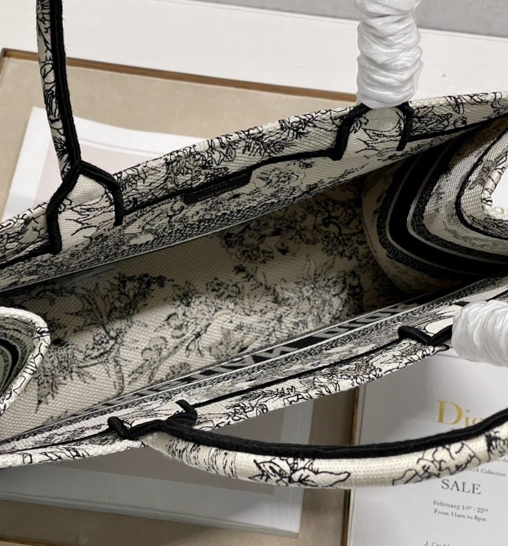 1:1 Replica Christian Dior Medium Dior Book Tote Blue Toile de Jouy Flowers Embroidery, Blue/White, For Women Women’s Handbags, Shoulder Bags, 36cm CD