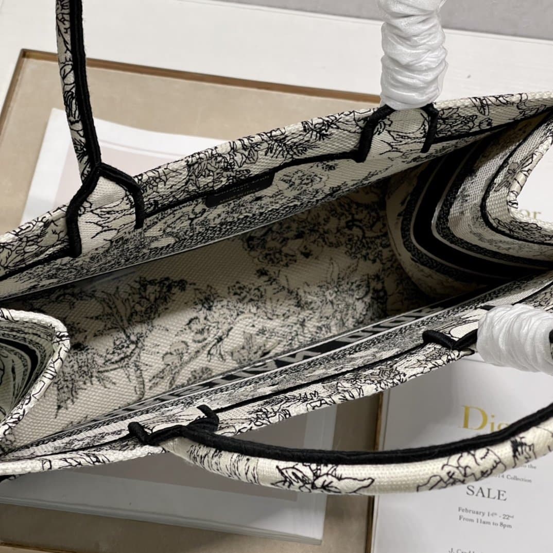 1:1 Replica Christian Dior Medium Dior Book Tote Blue Toile de Jouy Flowers Embroidery, Blue/White, For Women Women’s Handbags, Shoulder Bags, 36cm CD - Image 6