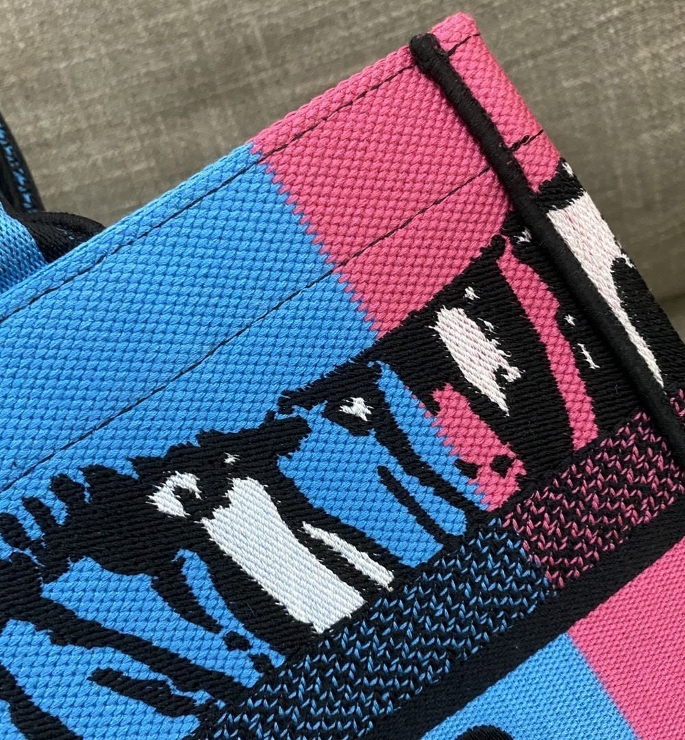 1:1 Replica Christian Dior Medium Dior Book Tote Bright Blue and Bright Pink D-Jungle Pop Embroidery, Blue/Pink, For Women Women’s Handbags, 36cm CD M1296ZRON_M888