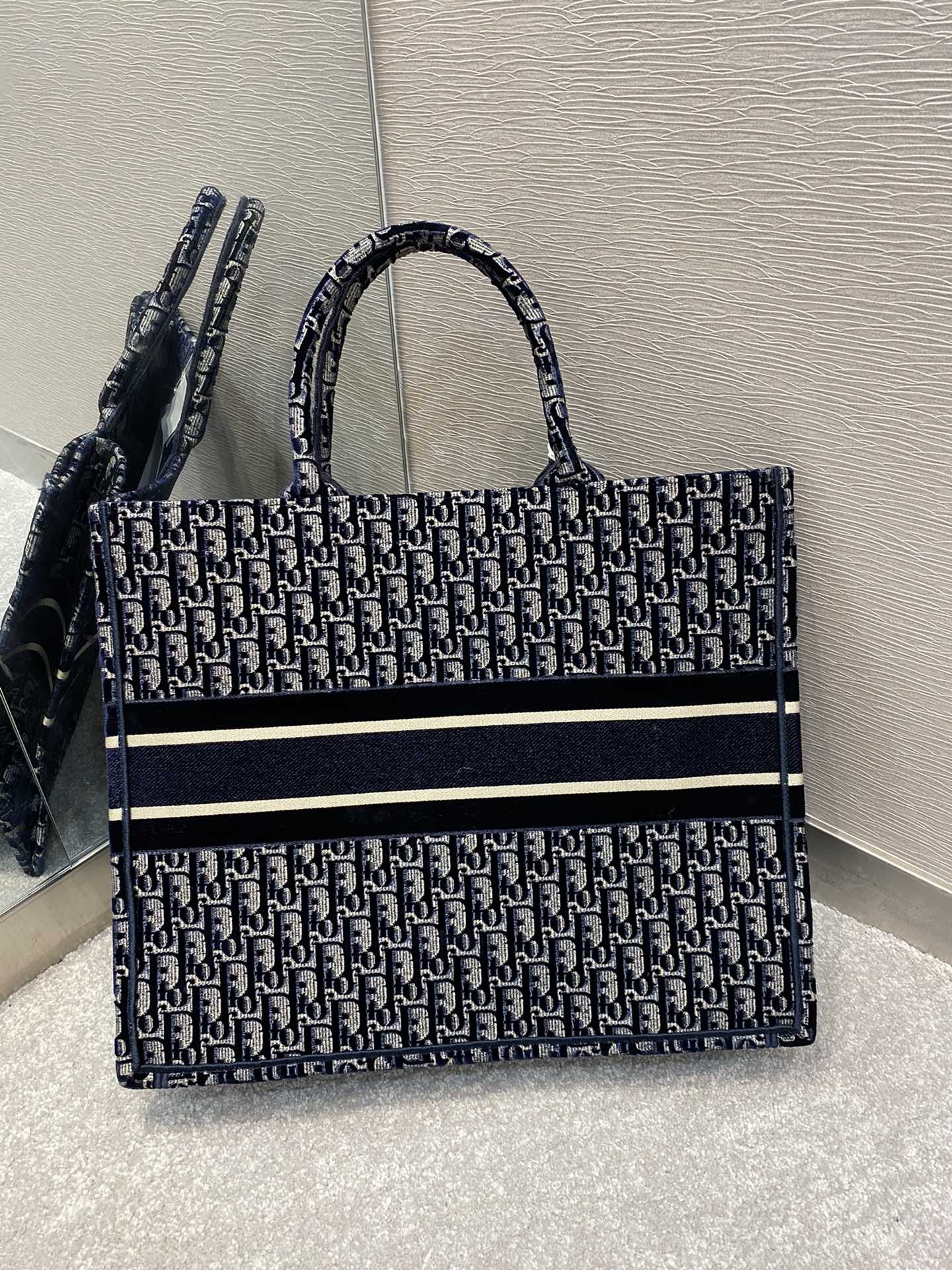 1:1 Replica Christian Dior Medium Dior Book Tote Dark Blue For Women 14in/36cm CD M1296ZRIW_M928 - Image 3