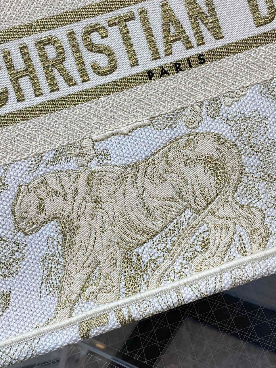 1:1 Replica Christian Dior Medium Dior Book Tote Gold-Tone Toile de Jouy Embroidery, Gold, For Women Women’s Handbags, 36cm CD M1296ZTQO_M01E - Image 6