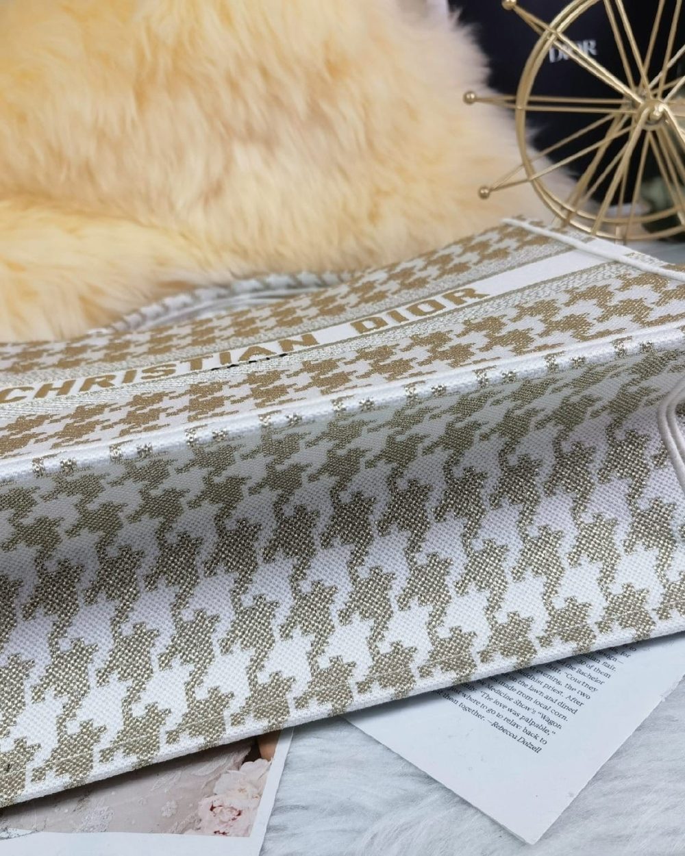 1:1 Replica Christian Dior Medium Dior Book Tote Gold White, For Women, Women’s Handbags 14in/36cm CD