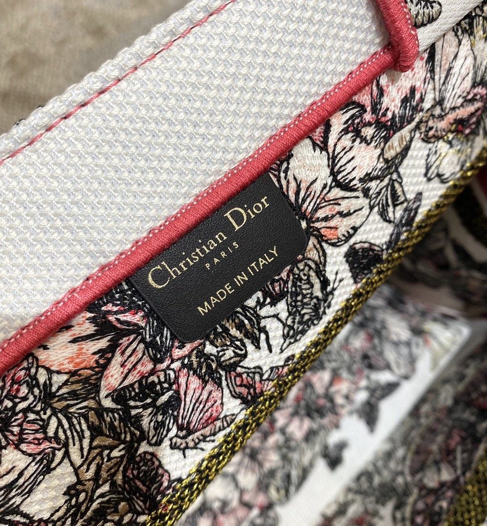 1:1 Replica Christian Dior Medium Dior Book Tote Multicolor Butterfly Embroidery, Red/White, For Women Women’s Handbags, 36cm CD