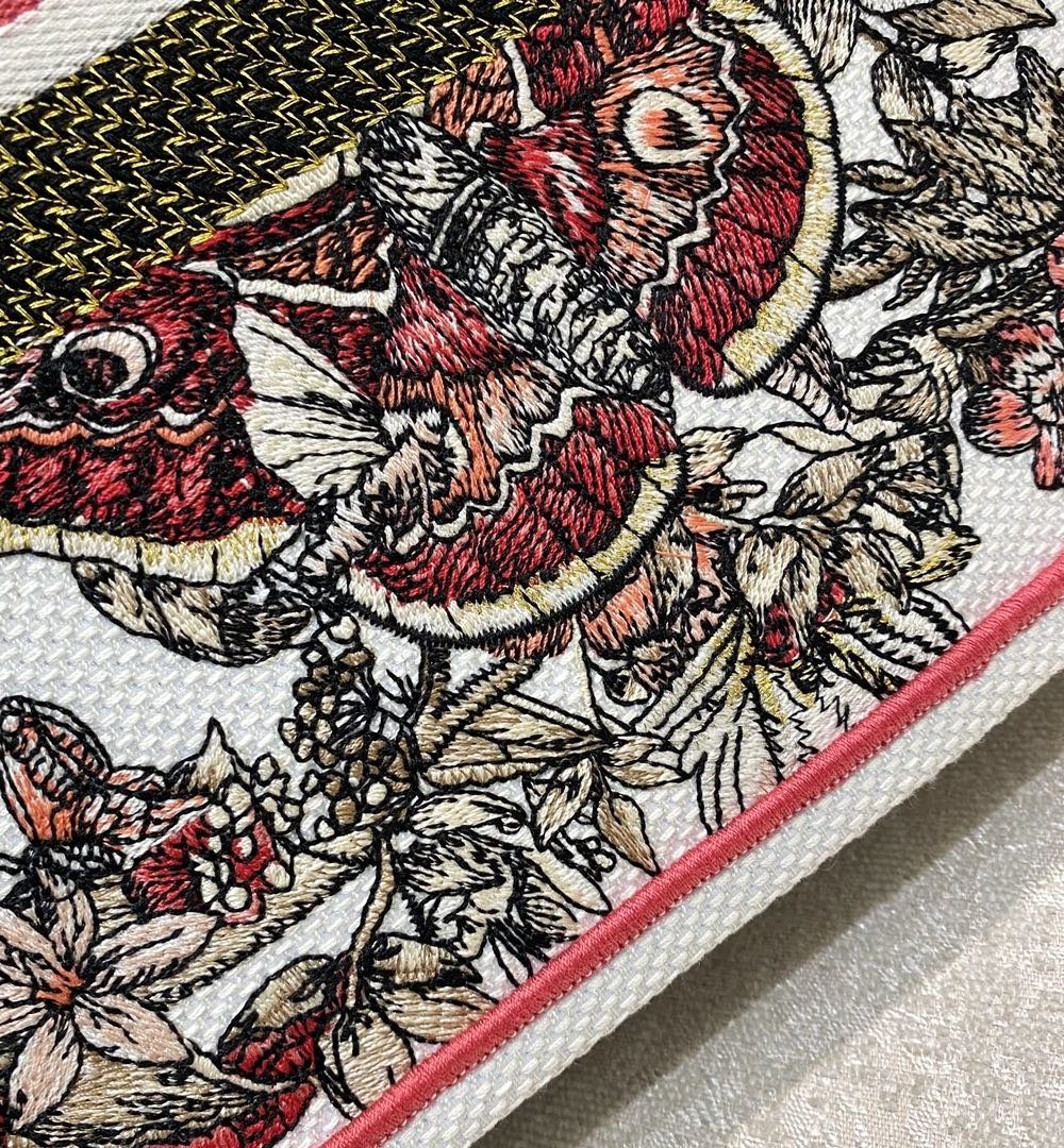 1:1 Replica Christian Dior Medium Dior Book Tote Multicolor Butterfly Embroidery, Red/White, For Women Women’s Handbags, 36cm CD