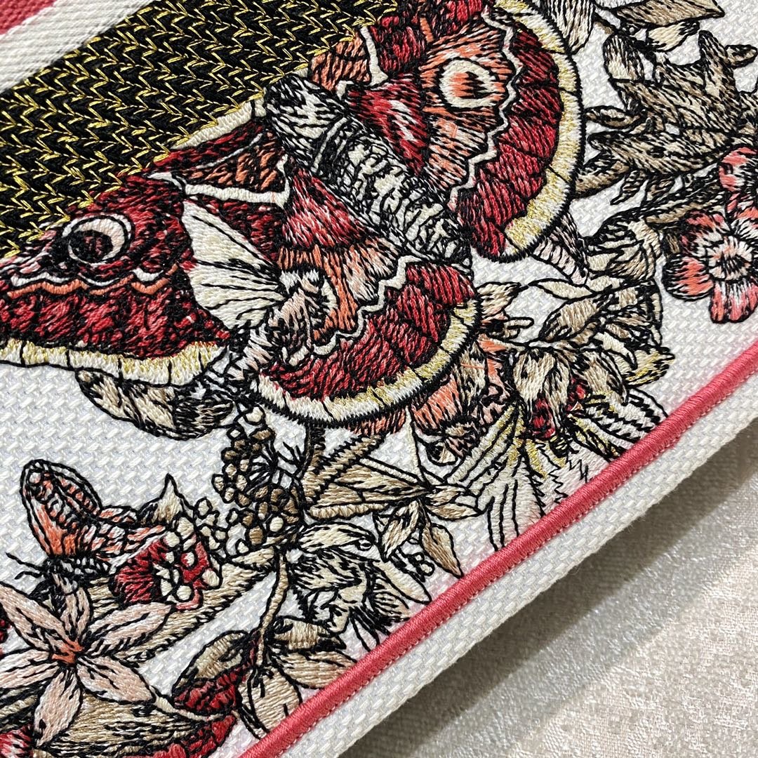 1:1 Replica Christian Dior Medium Dior Book Tote Multicolor Butterfly Embroidery, Red/White, For Women Women’s Handbags, 36cm CD - Image 3