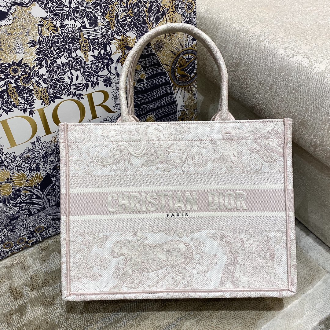 1:1 Replica Christian Dior Medium Dior Book Tote Pink Toile de Jouy Reverse Embroidery, Light Pink, For Women Women’s Handbags, 36cm CD