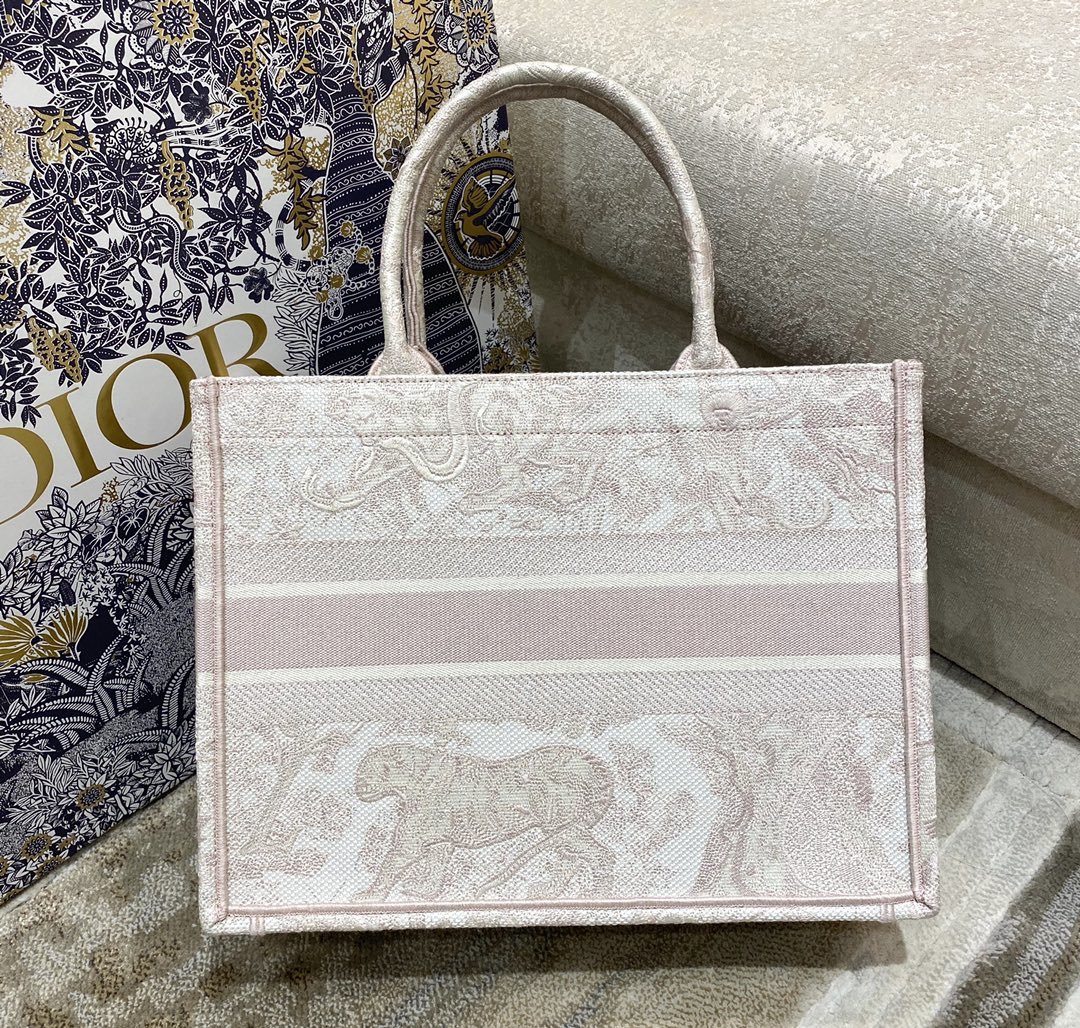 1:1 Replica Christian Dior Medium Dior Book Tote Pink Toile de Jouy Reverse Embroidery, Light Pink, For Women Women’s Handbags, 36cm CD - Image 3