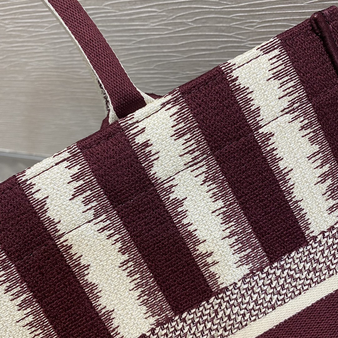 1:1 Replica Christian Dior Medium Dior Book Tote Red D-Stripes Embroidery For Women 36cm/16.5in CD - Image 5