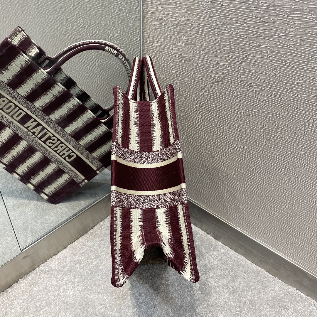 1:1 Replica Christian Dior Medium Dior Book Tote Red D-Stripes Embroidery For Women 36cm/16.5in CD - Image 3