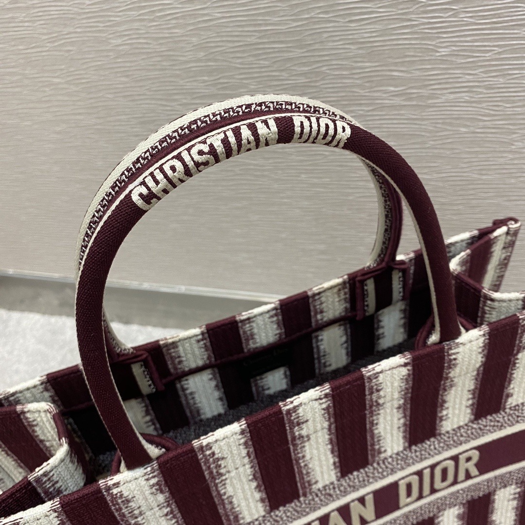 1:1 Replica Christian Dior Medium Dior Book Tote Red D-Stripes Embroidery For Women 36cm/16.5in CD - Image 8