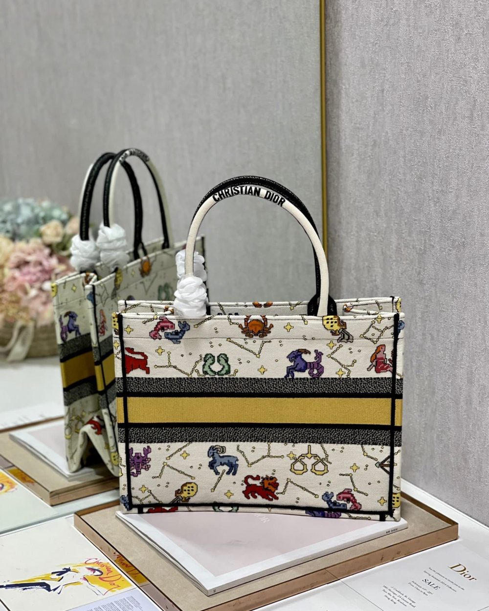 1:1 Replica Christian Dior Medium Dior Book Tote White Multicolor, For Women, Women’s Handbags 14in/36cm CD