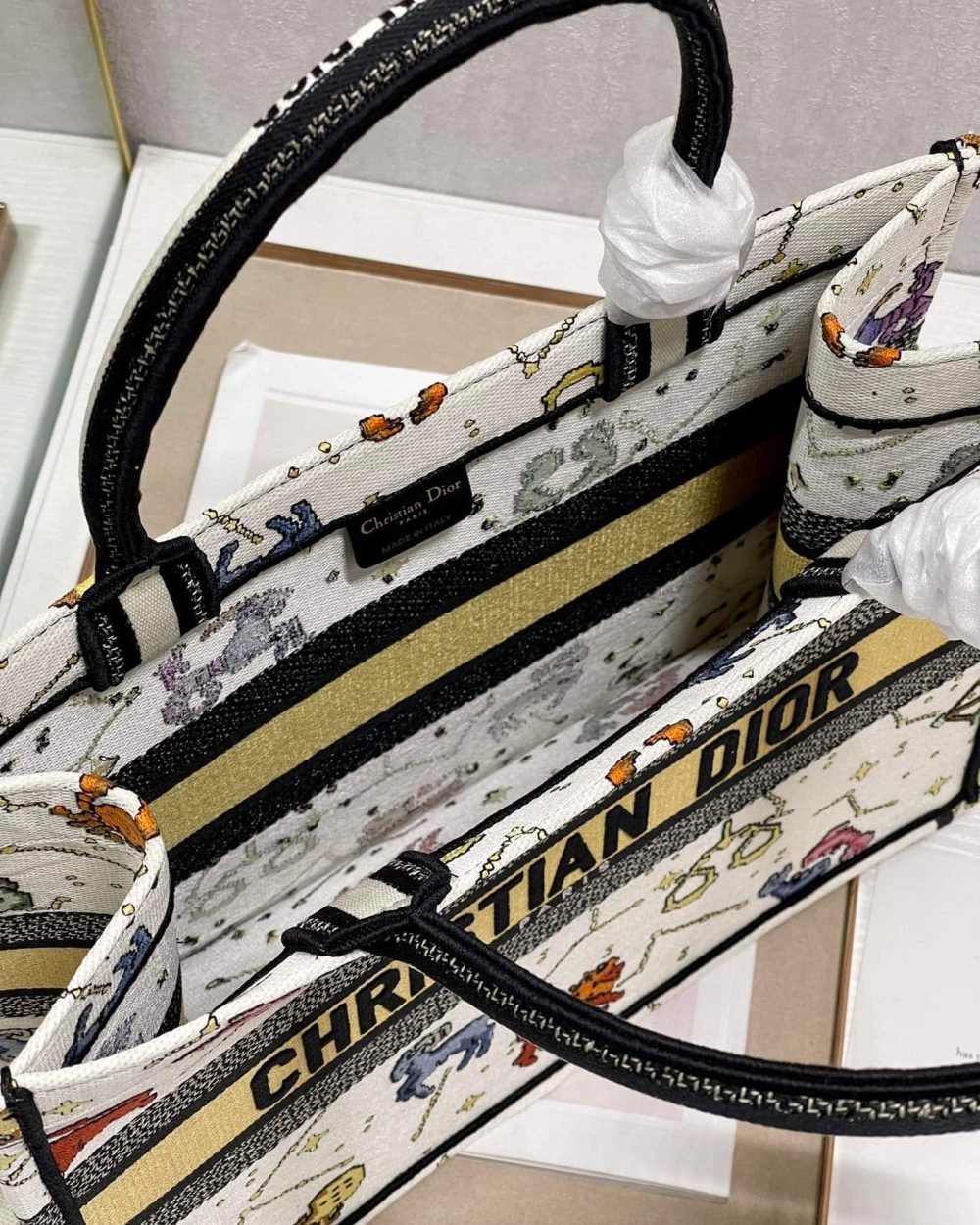 1:1 Replica Christian Dior Medium Dior Book Tote White Multicolor, For Women, Women’s Handbags 14in/36cm CD