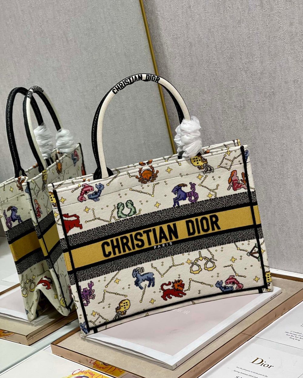 1:1 Replica Christian Dior Medium Dior Book Tote White Multicolor, For Women, Women’s Handbags 14in/36cm CD