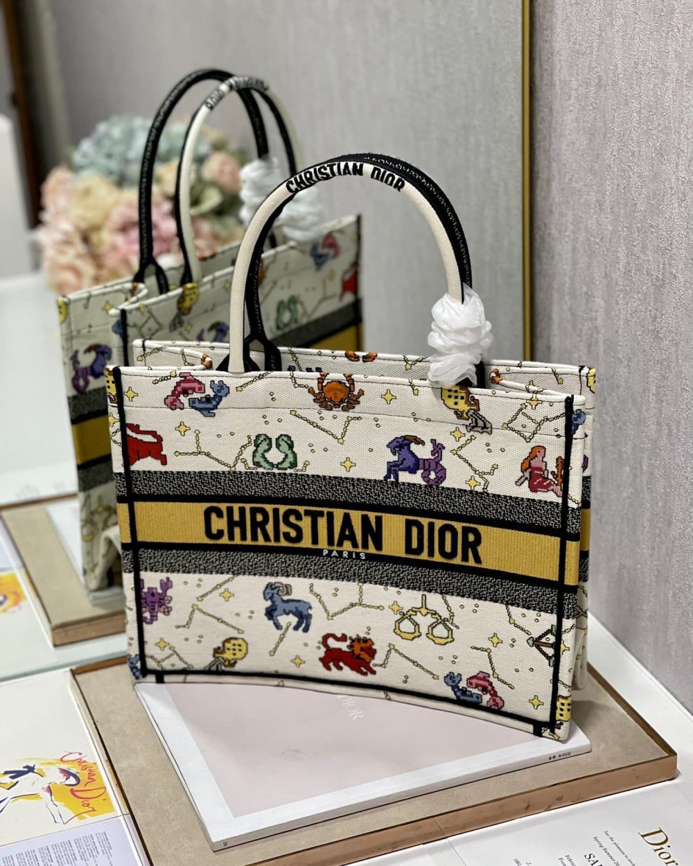 1:1 Replica Christian Dior Medium Dior Book Tote White Multicolor, For Women, Women’s Handbags 14in/36cm CD