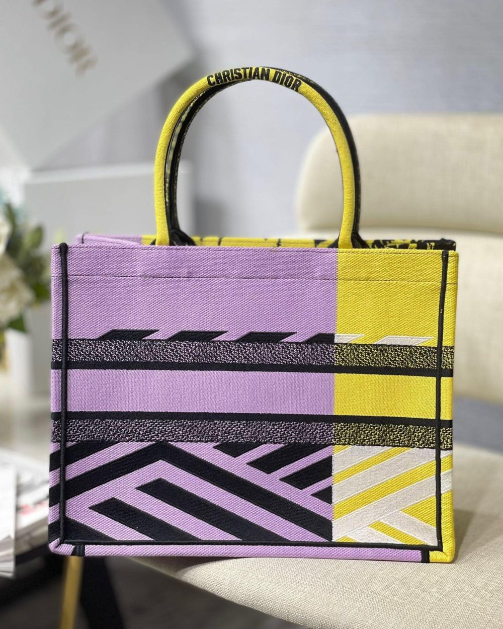 1:1 Replica Christian Dior Medium Dior Book Tote Yellow And Pink, For Women, Women’s Handbags 14in/36cm CD