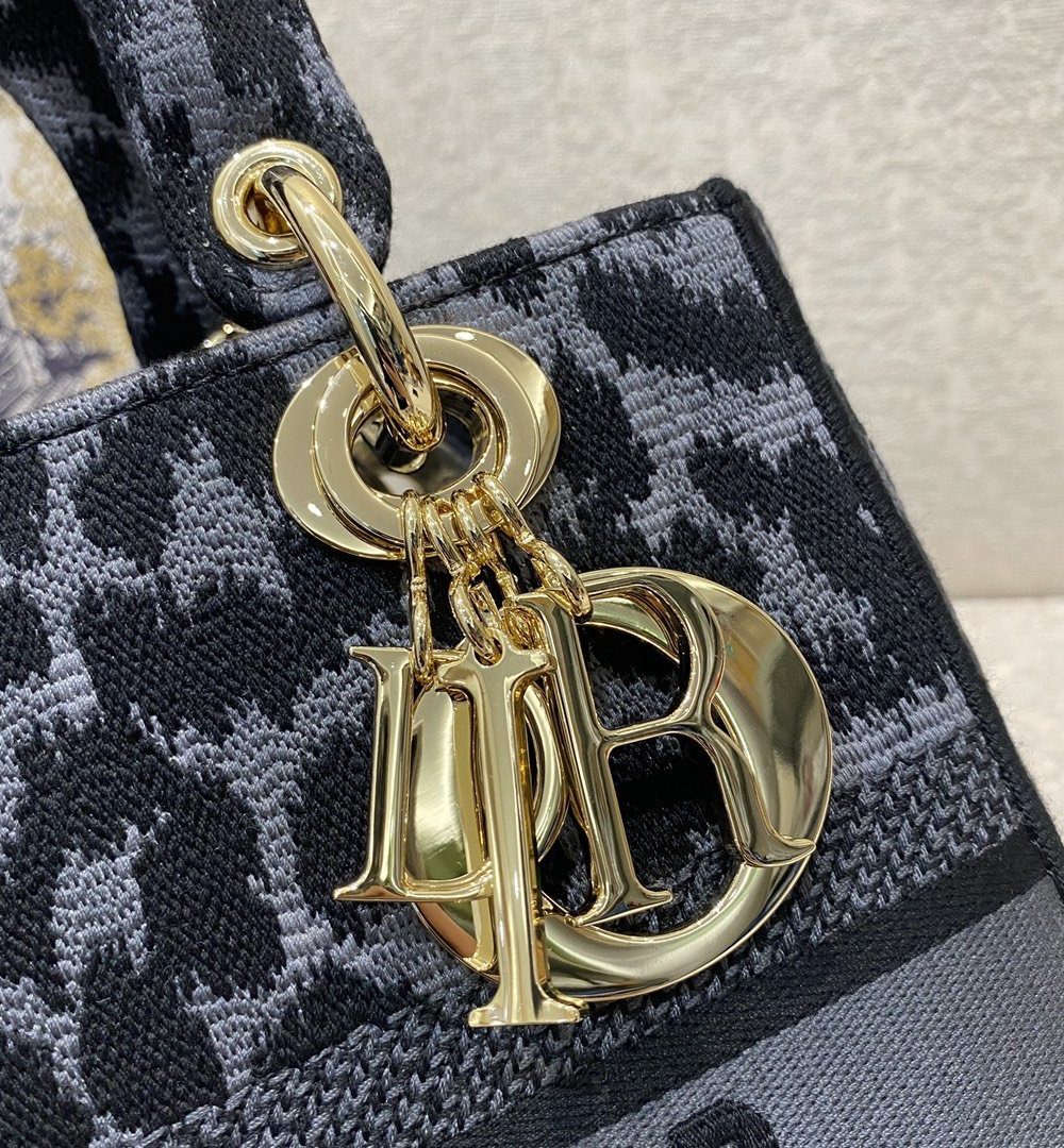 1:1 Replica Christian Dior Medium Dior Lady D-Lite Bag Blue and Black Mizza Embroidery, Blue and Black, For Women Women's Handbags, Crossbody Bags, 24cm CD M0565ORHM_M962