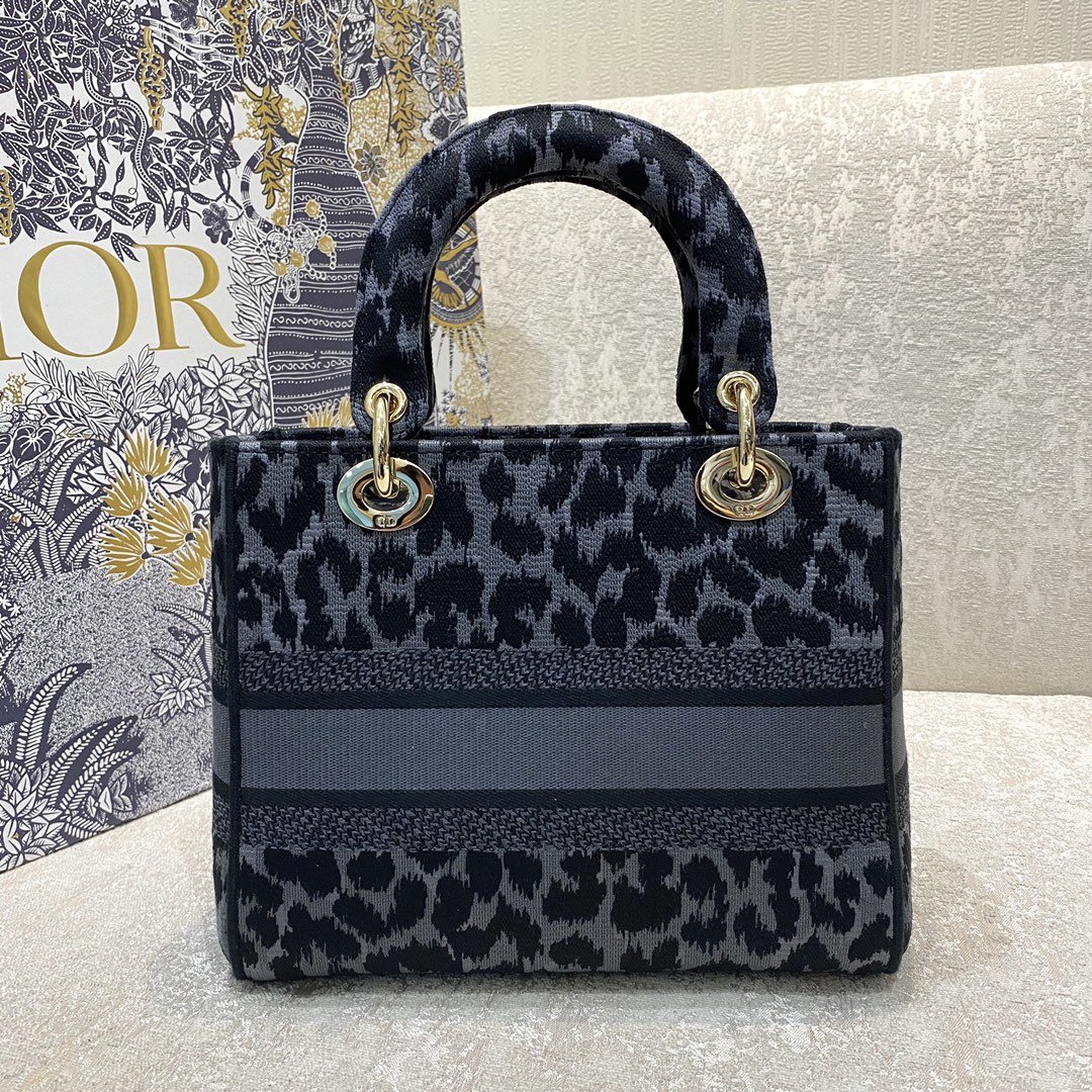 1:1 Replica Christian Dior Medium Dior Lady D-Lite Bag Blue and Black Mizza Embroidery, Blue and Black, For Women Women's Handbags, Crossbody Bags, 24cm CD M0565ORHM_M962 - Image 8