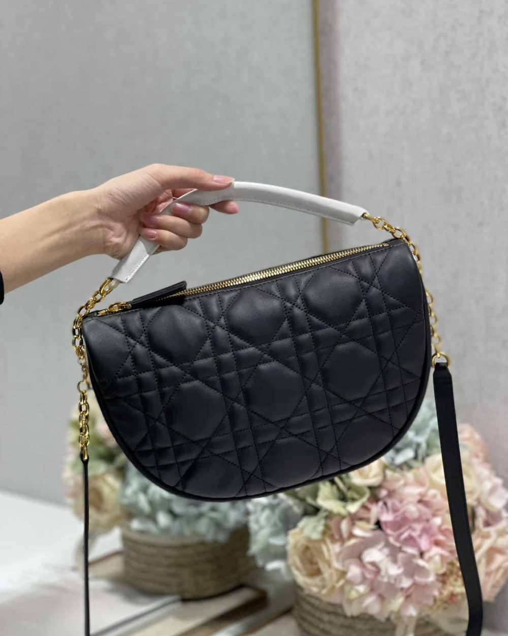 1:1 Replica Christian Dior Medium Dior Vibe Hobo Bag Black Cannage, Black, For Women Women's Handbags, Crossbody Bags, 30cm CD M7201ONOA_M911