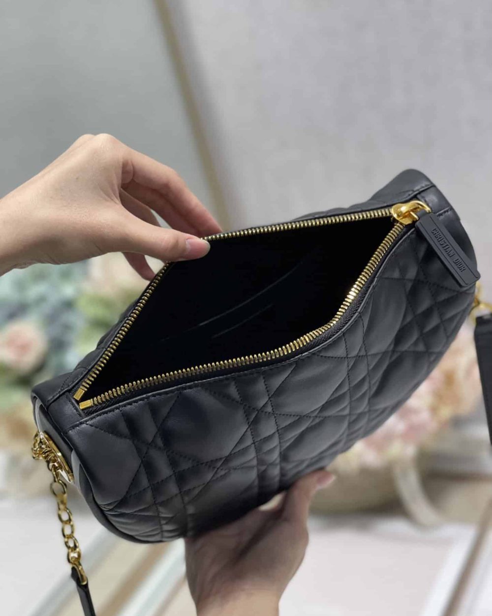 1:1 Replica Christian Dior Medium Dior Vibe Hobo Bag Black Cannage, Black, For Women Women's Handbags, Crossbody Bags, 30cm CD M7201ONOA_M911
