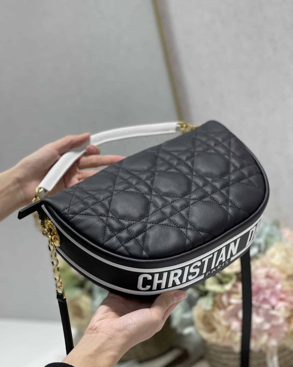 1:1 Replica Christian Dior Medium Dior Vibe Hobo Bag Black Cannage, Black, For Women Women's Handbags, Crossbody Bags, 30cm CD M7201ONOA_M911