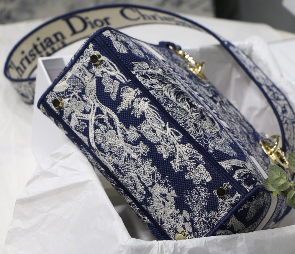 1:1 Replica Christian Dior Medium Lady D-Lite Bag Blue, For Women, Women’s Handbags 24cm/9.5in CD M0565ORGO_M928