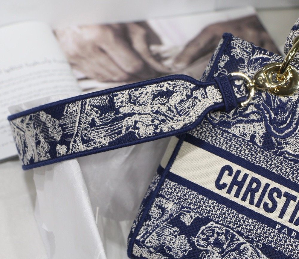 1:1 Replica Christian Dior Medium Lady D-Lite Bag Blue, For Women, Women’s Handbags 24cm/9.5in CD M0565ORGO_M928