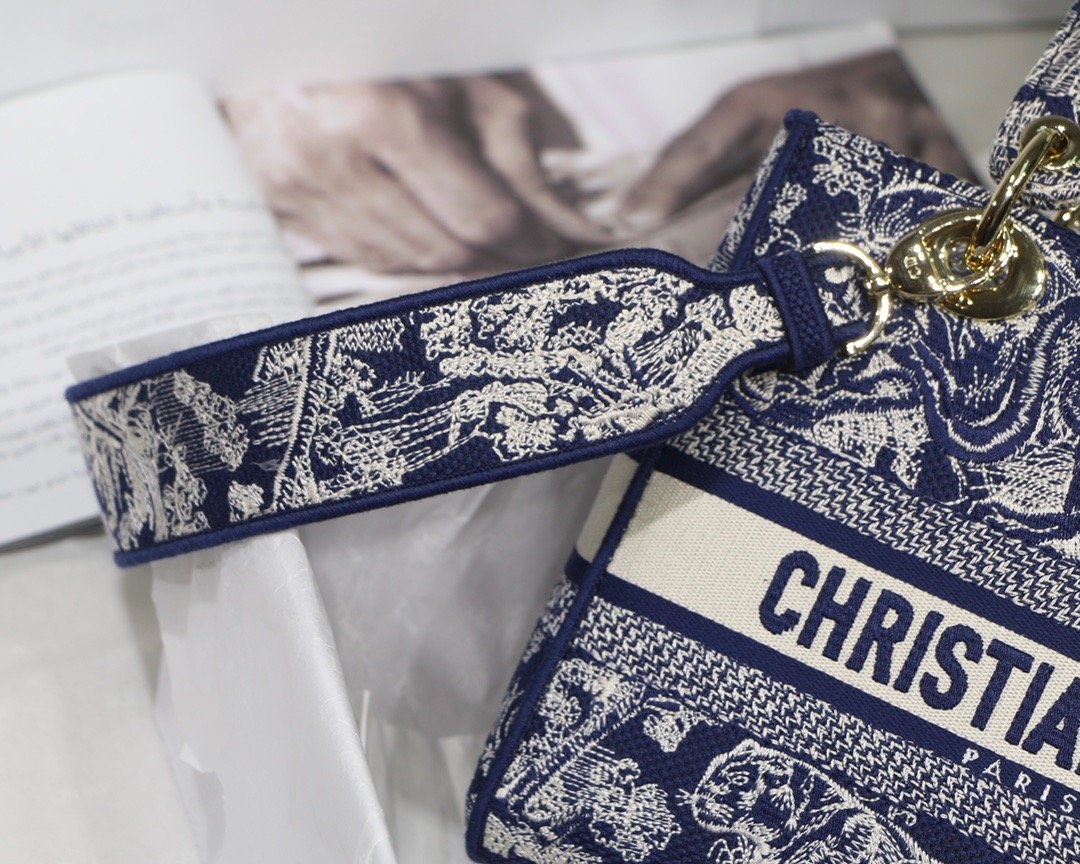 1:1 Replica Christian Dior Medium Lady D-Lite Bag Blue, For Women, Women’s Handbags 24cm/9.5in CD M0565ORGO_M928 - Image 6