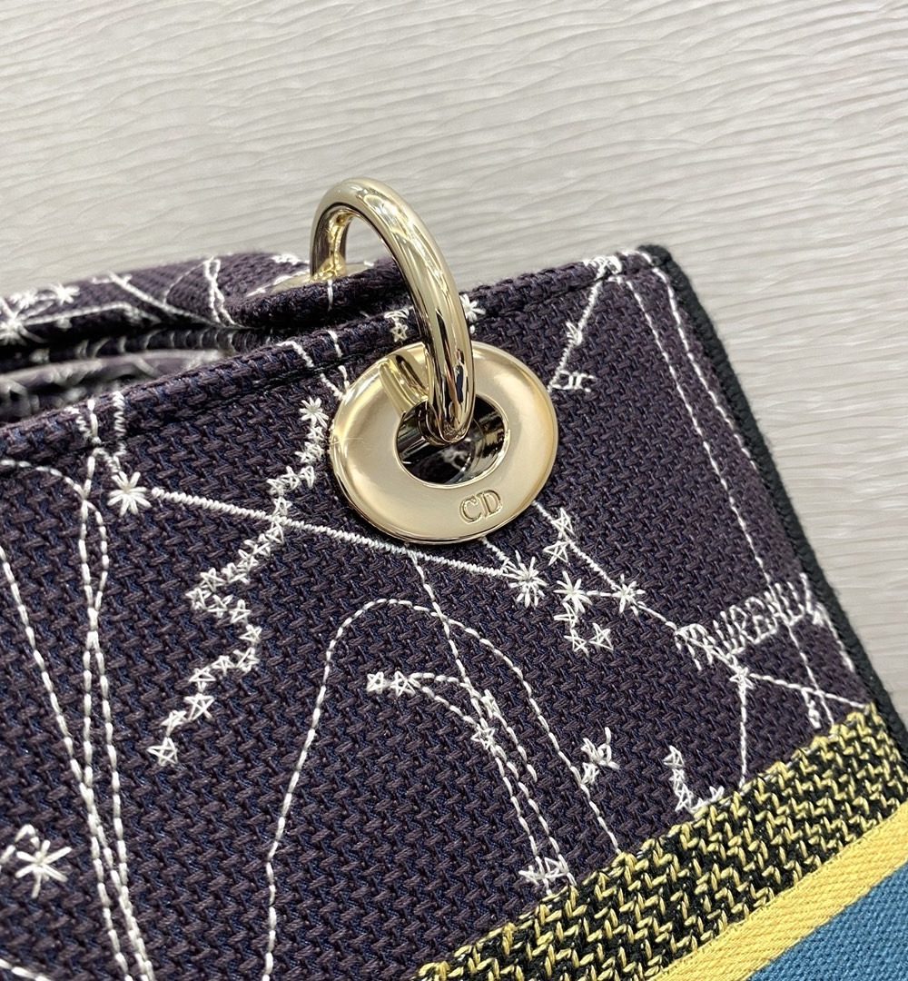 1:1 Replica Christian Dior Medium Lady D-Lite Bag Dior Constellation Embroidery, Blue, For Women Women's Handbags, Crossbody Bags, 24cm CD M0565ORHP_M928