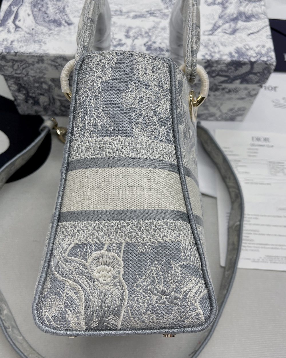 1:1 Replica Christian Dior Medium Lady D-Lite Bag Grey, For Women, Women’s Handbags 24cm/9.5in CD