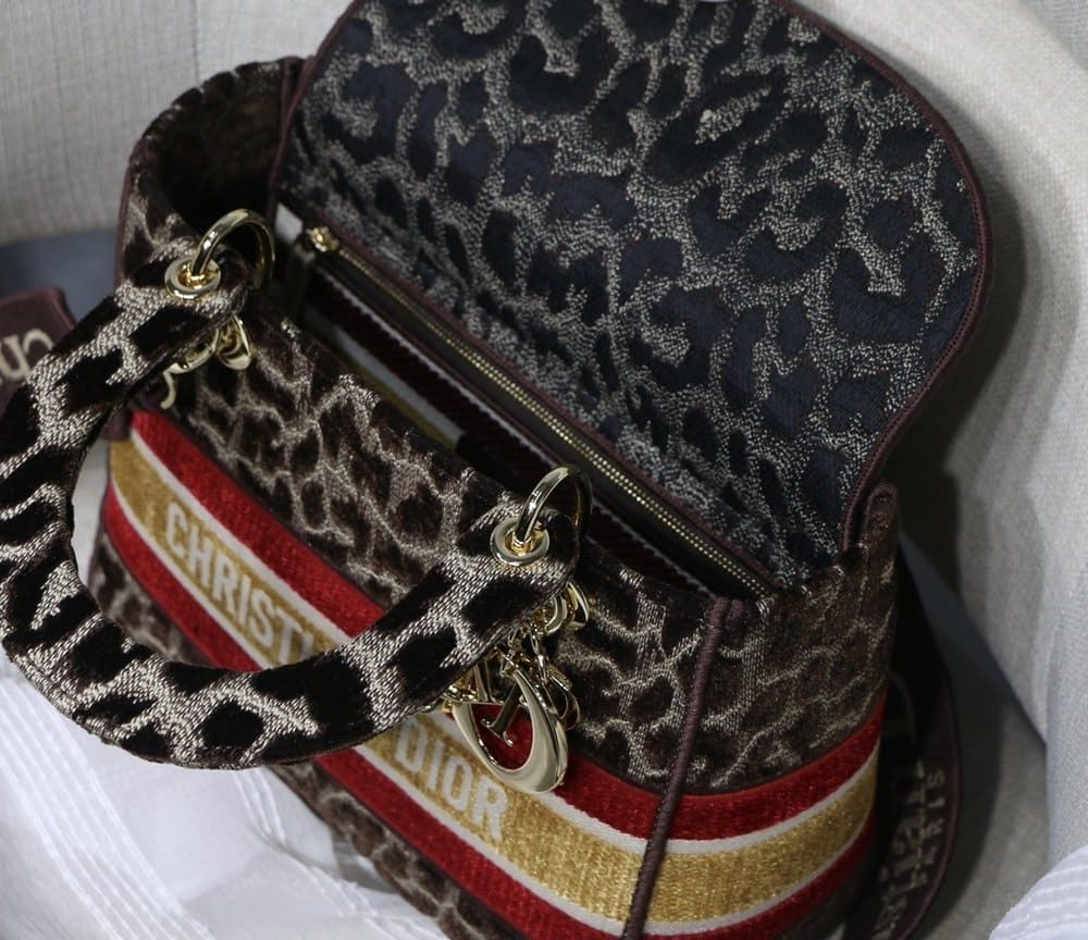 1:1 Replica Christian Dior Medium Lady D-Lite Bag, Leopard Brown, For Women Women's Handbags, Crossbody Bags, 24cm CD