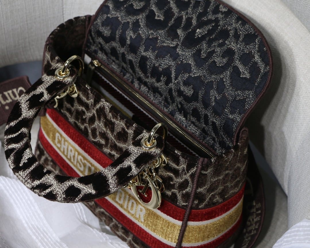 1:1 Replica Christian Dior Medium Lady D-Lite Bag, Leopard Brown, For Women Women's Handbags, Crossbody Bags, 24cm CD - Image 7