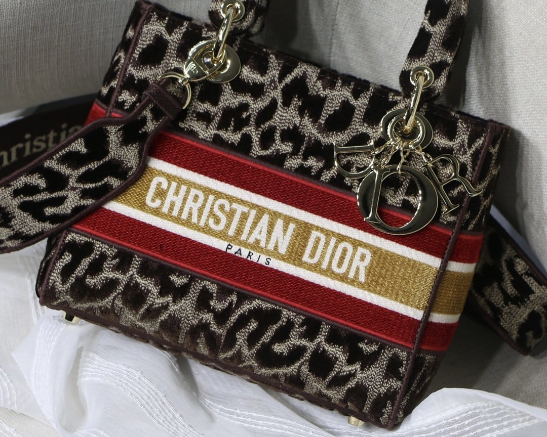 1:1 Replica Christian Dior Medium Lady D-Lite Bag, Leopard Brown, For Women Women's Handbags, Crossbody Bags, 24cm CD - Image 4